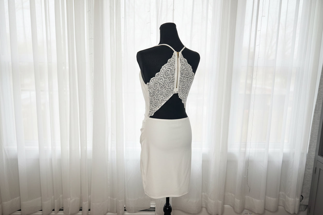 White Bodycon with Lace Back