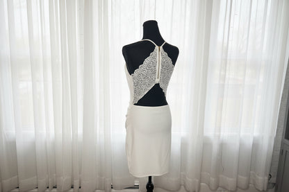 White Bodycon with Lace Back