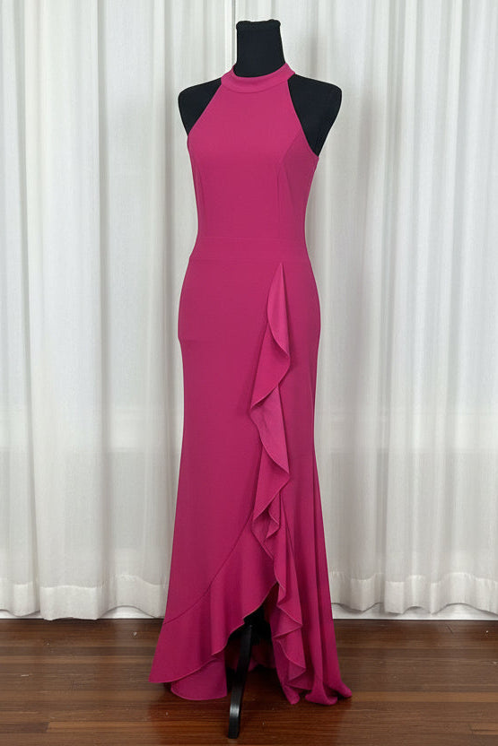 Pink High Neck Sleeveless Dress