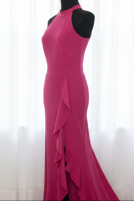 Pink High Neck Sleeveless Dress